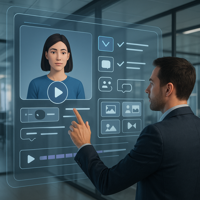 AI-generated main visual for AI video generator for product demos comparison.