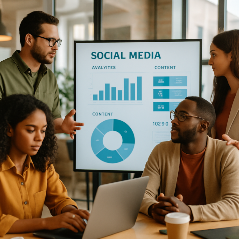 AI-generated main visual for AI writing tools for social media comparison.